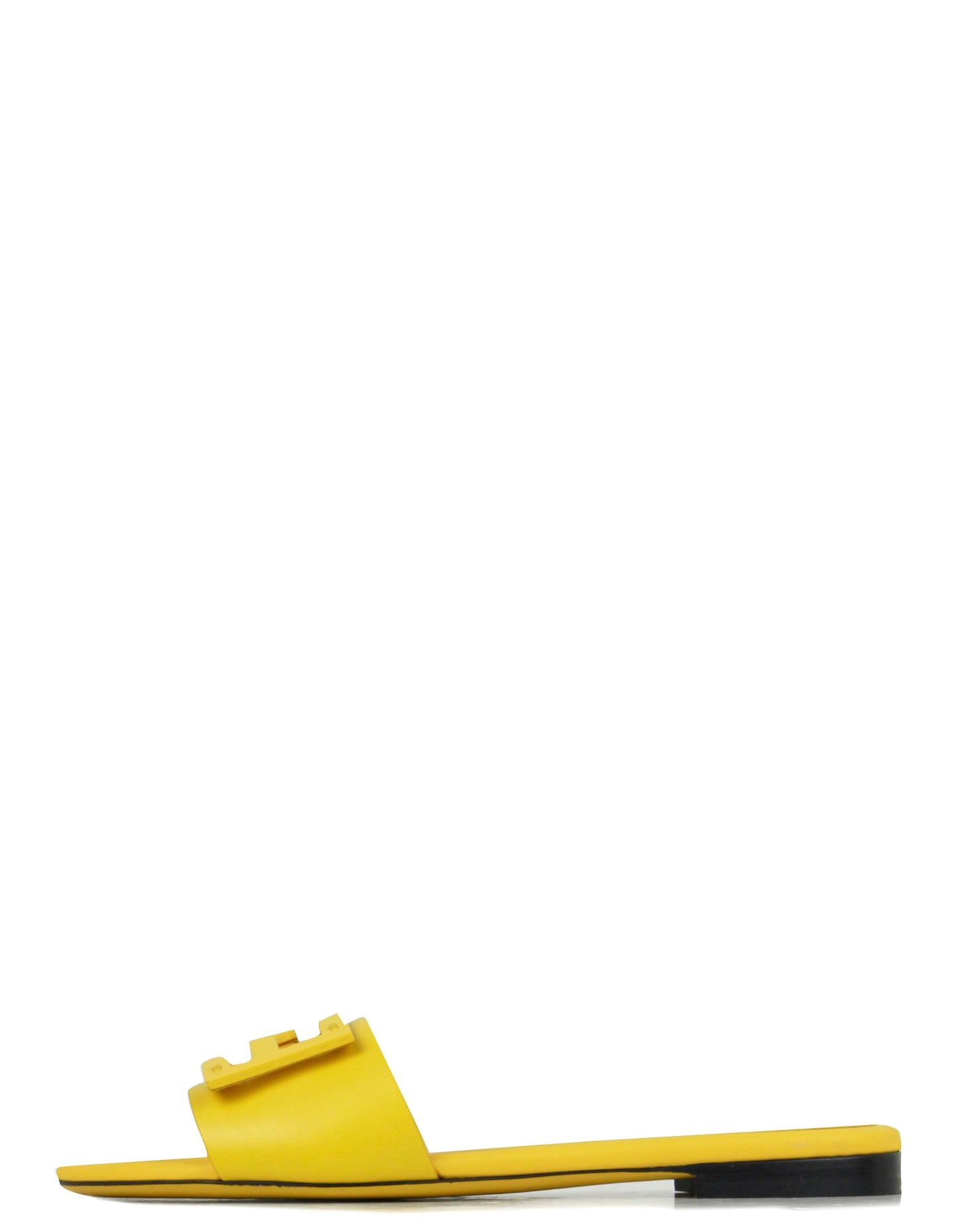 Fendi Shoe Detailed Slides sz 39.5 Leather Yellow Logo Shoes