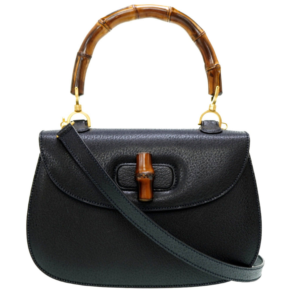 Gucci Bamboo Leather Black Handbag