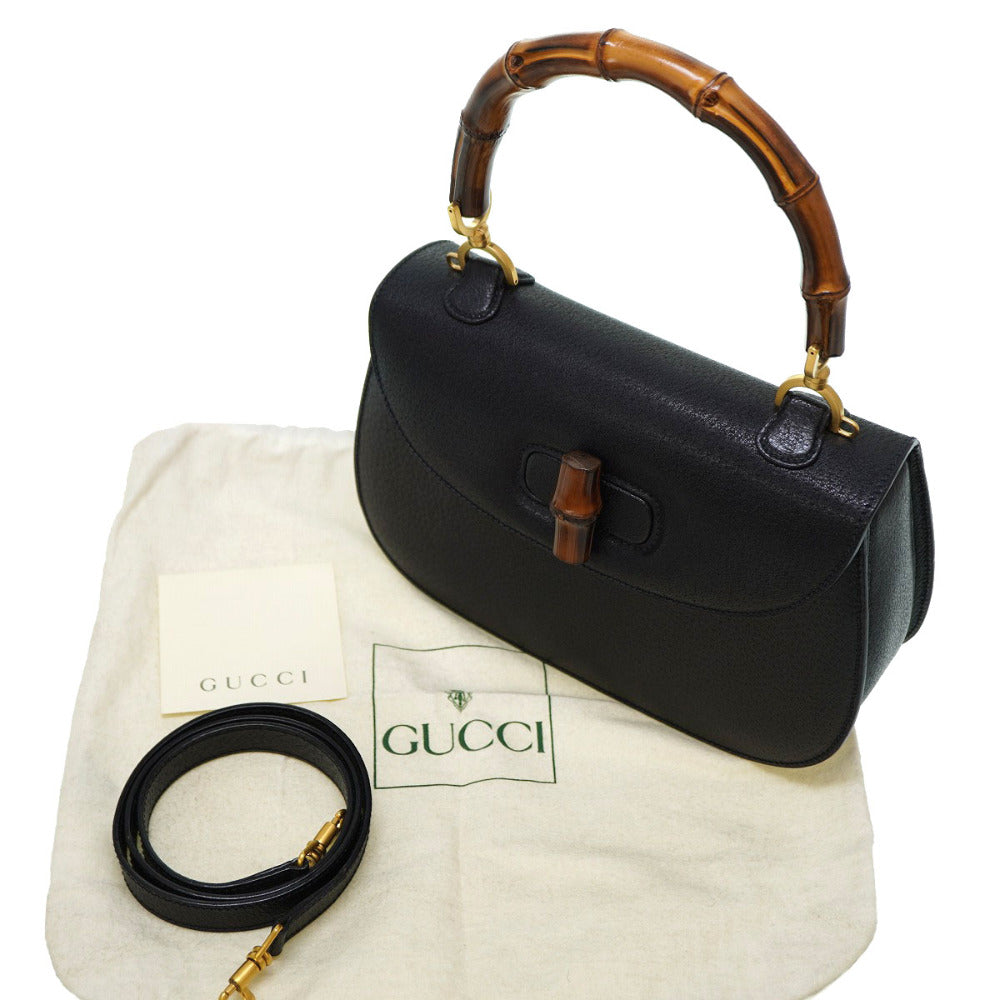 Gucci Bamboo Leather Black Handbag