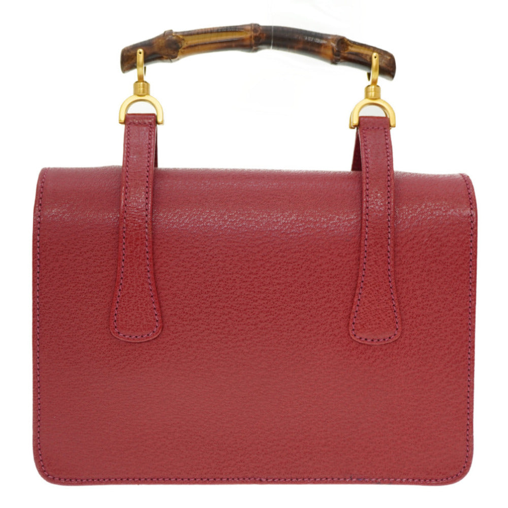 Gucci 000.113. Bamboo Leather Red Handbag
