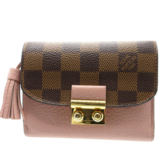 Louis Vuitton Tri-fold N60208 Damier Magnolia Compact Leather Canvas Wallet Case
