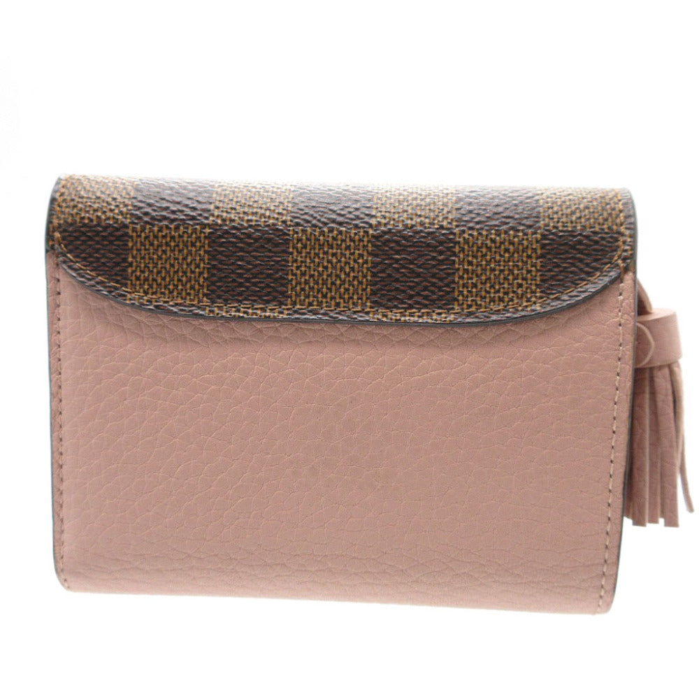 Louis Vuitton Tri-fold N60208 Damier Magnolia Compact Leather Canvas Wallet Case