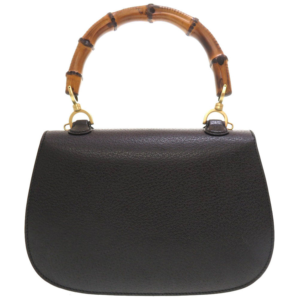 Gucci 000 Bamboo Leather Black Handbag