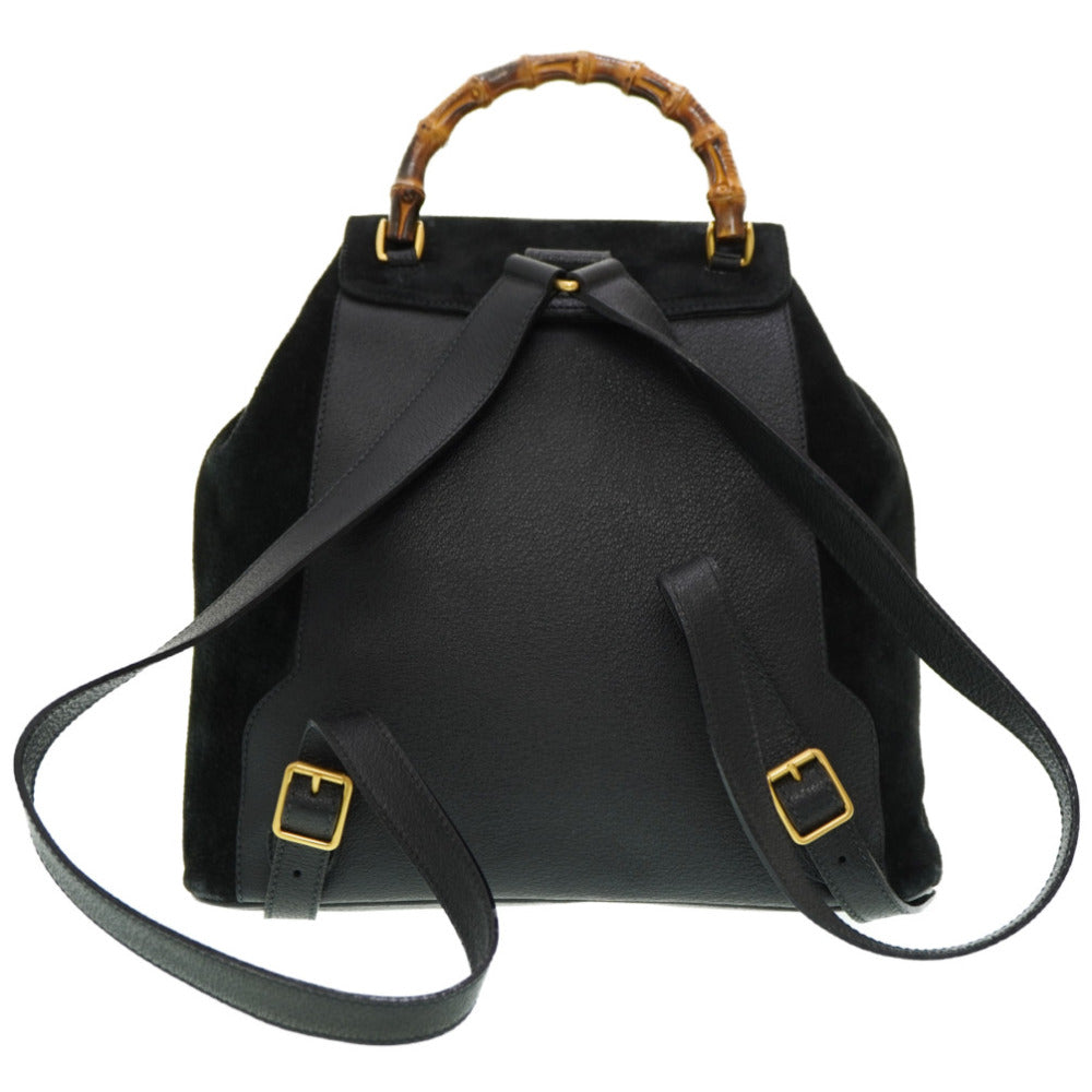 Gucci Backpack Bamboo Suede Black