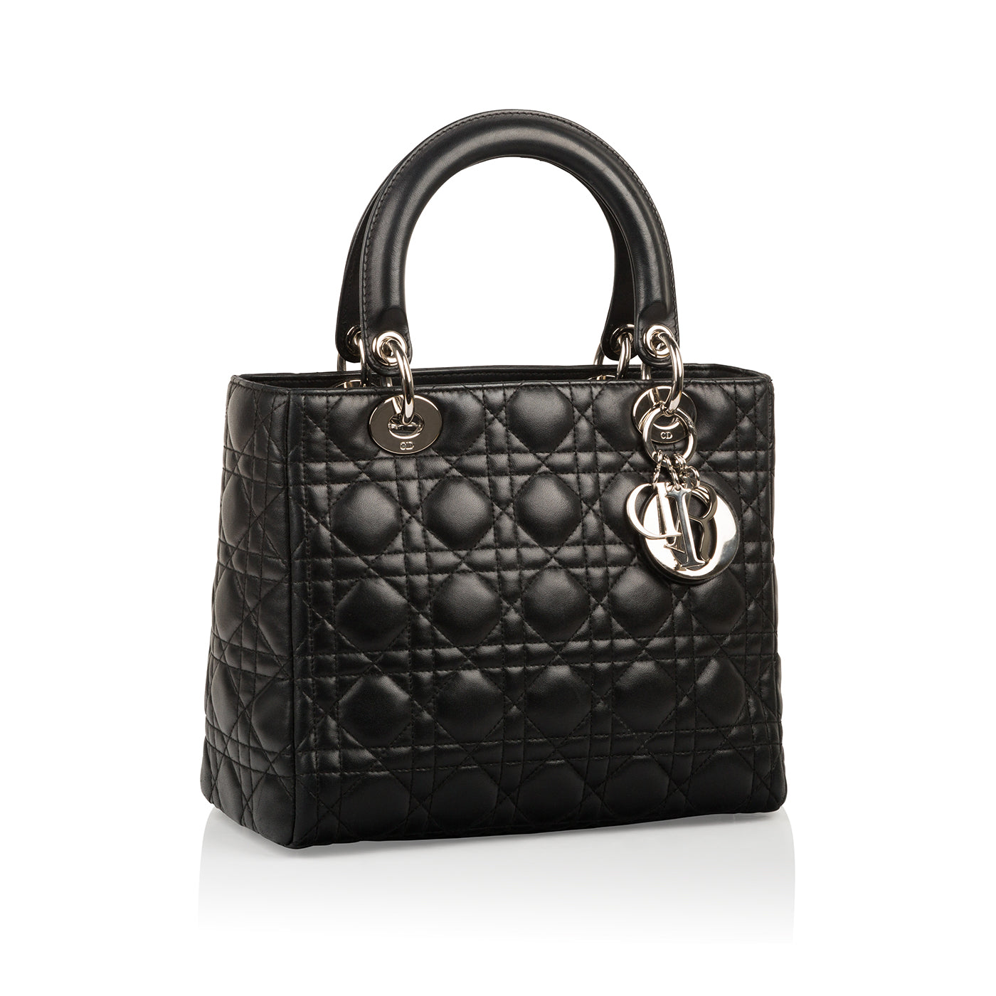Dior Christian Lady Tote Bag Medium Dior Medium Black