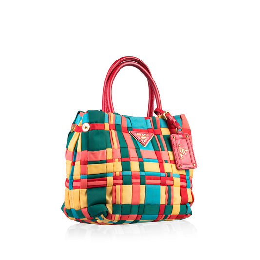 Prada Tote Nylon Woven Tote Bag