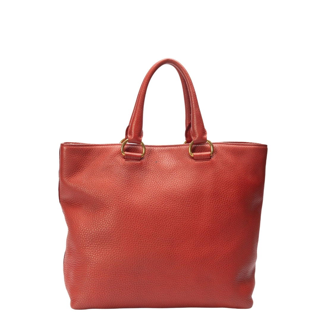 Prada Daino Rosso Tote Vitello Red Tote Bag