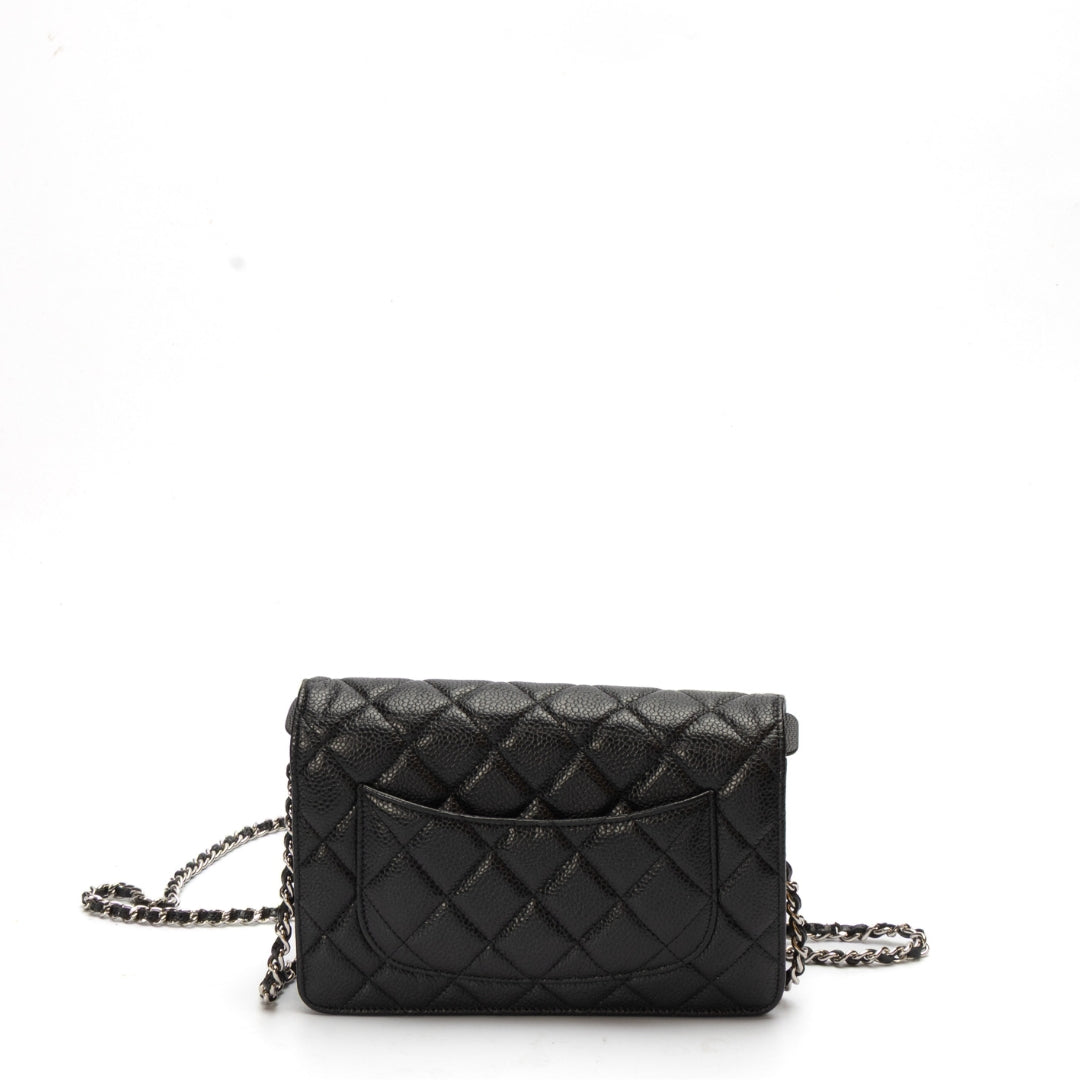 Chanel Black Caviar Quilted Wallet on Chain Bag
