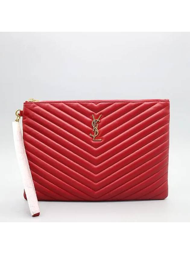 YSL Saint Laurent Saint Laurent Trending Color Matrace Gold Logo Quilted Monogram Clutch Bag