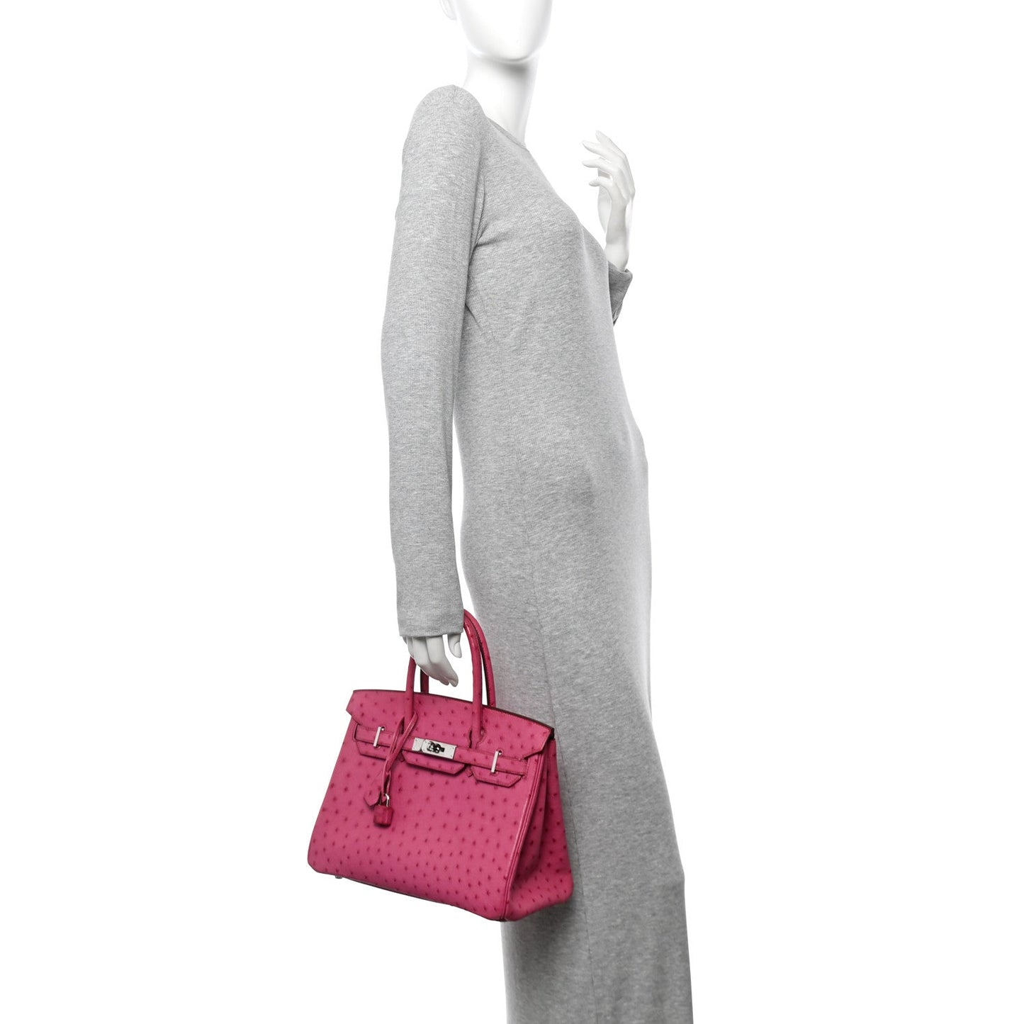 Hermes Ostrich Birkin Fuchsia Handbag Travel Bag