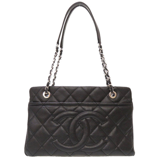 Chanel Caviar Skin Matrasse Cocomark Tote Bag Black Chain Shoulder Bag