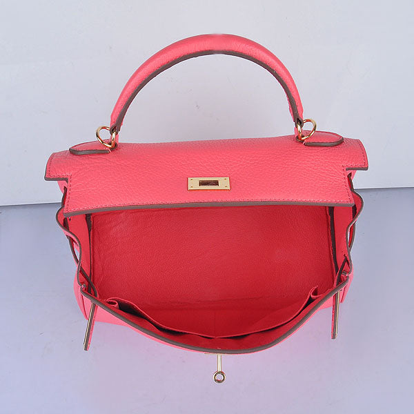 Hermes Luxury Kelly Cm Togo Handbag Lip Golden Leather Pink Travel Bag