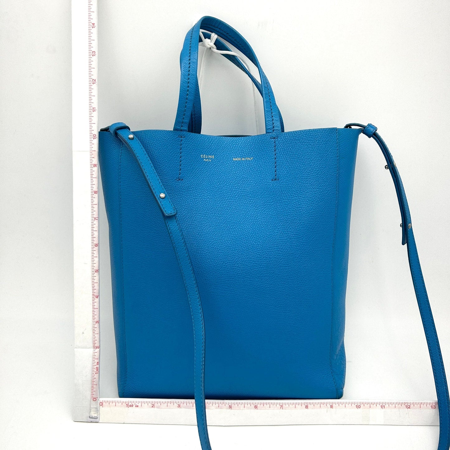 Luxury Grained Calfskin Vertical Cabas Turquoise Handbag Small Travel Bag