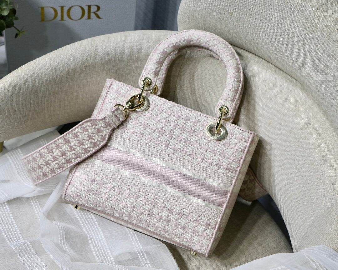 Metop Qualityum Lady Lite Houndstooth White Pink Crossbody Bag