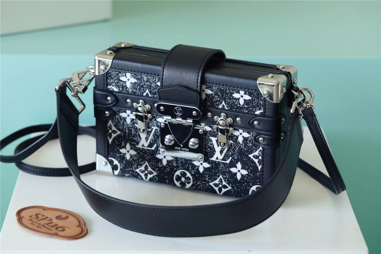 Top Quality Petite Malle Jacquard Navy For Denim Monogram Crossbody Bag