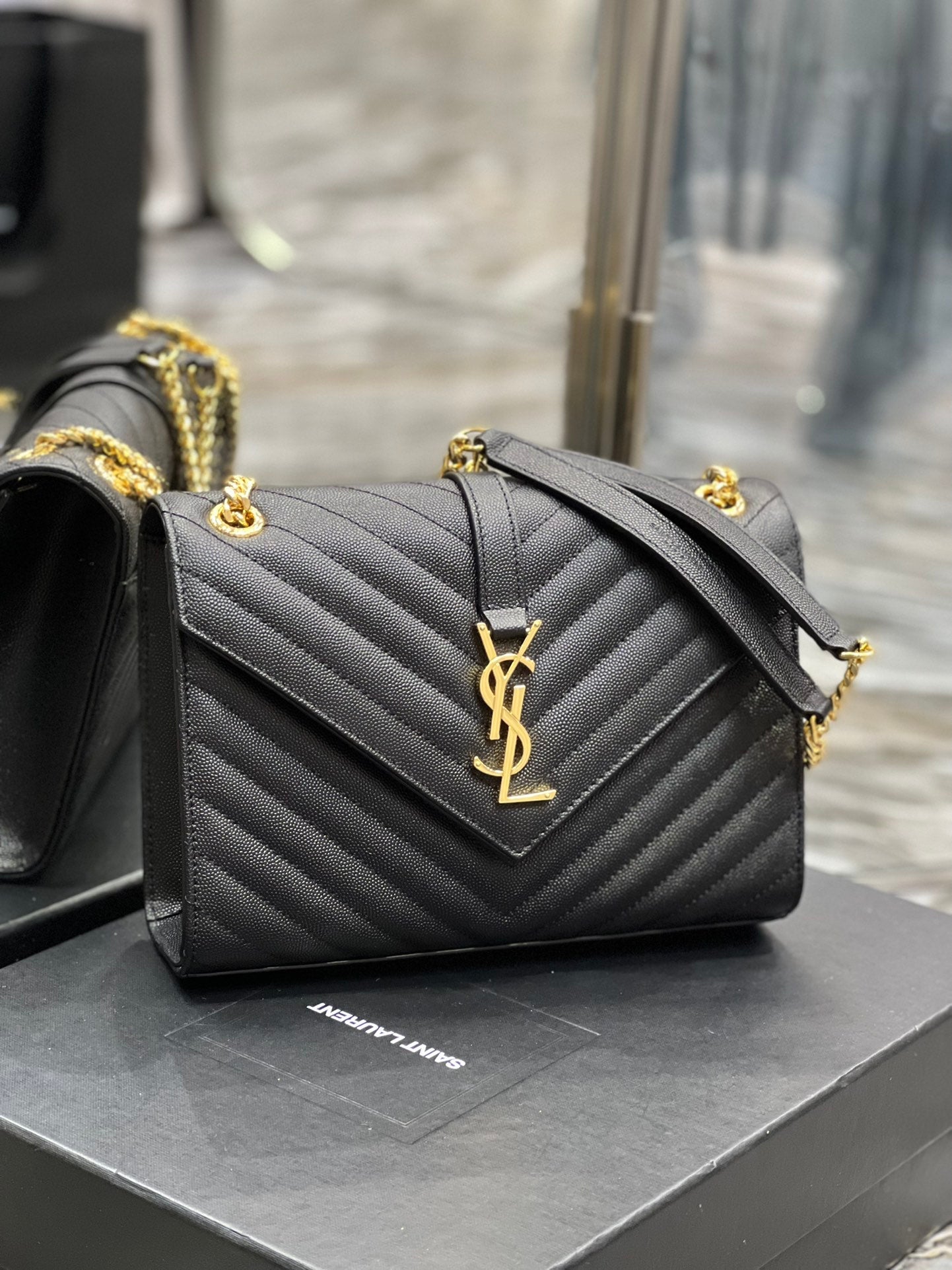 YSL Saint Laurent YSL Top Quality College Metop Qualityum Bag Black Gold Travel Bag