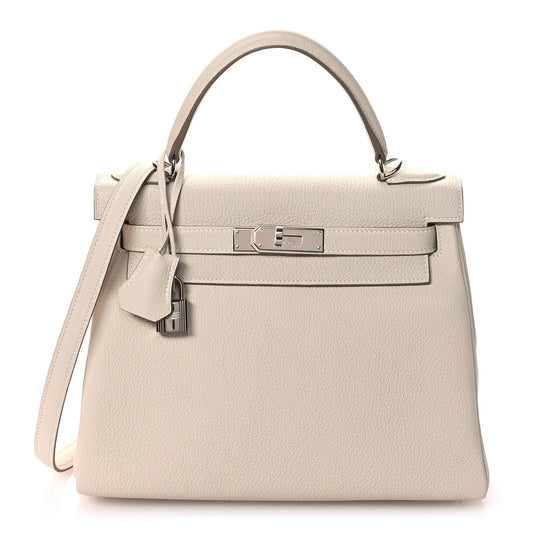 Hermes Togo Kelly Retourne Craie Handbag Travel Bag