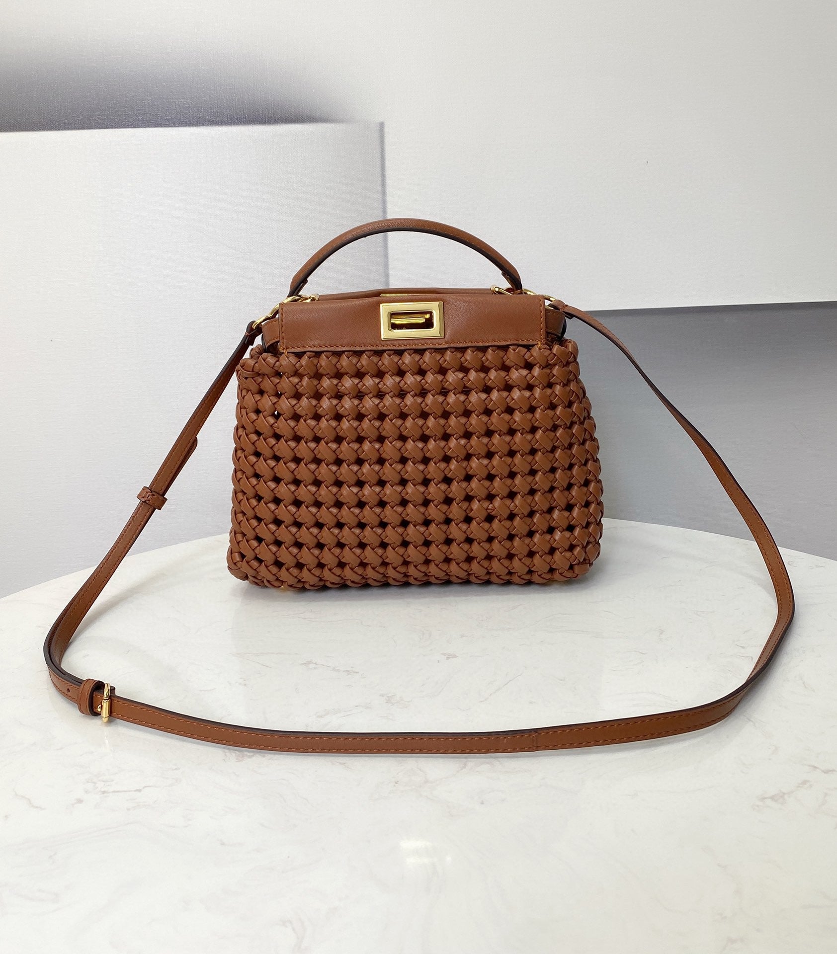 Braided Brown Mini Travel Bag
