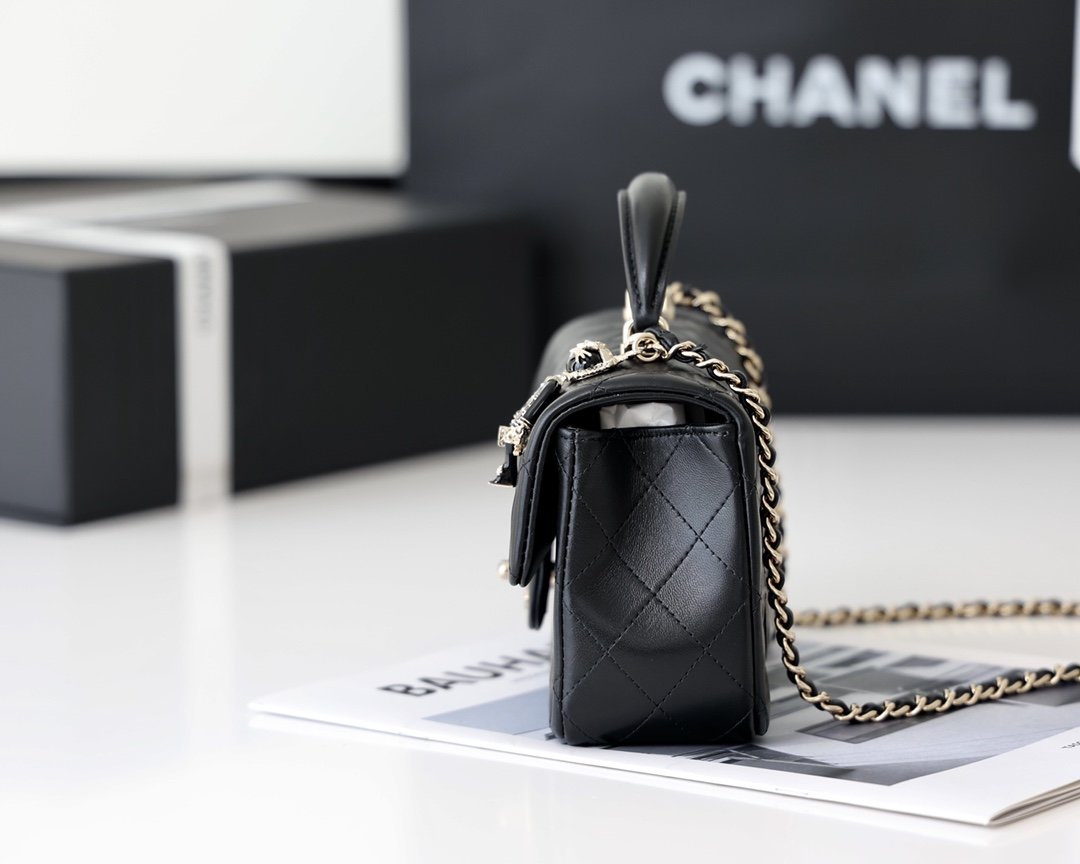 CHL Doll Handle 20cm Black Mini Flap Mini Bag