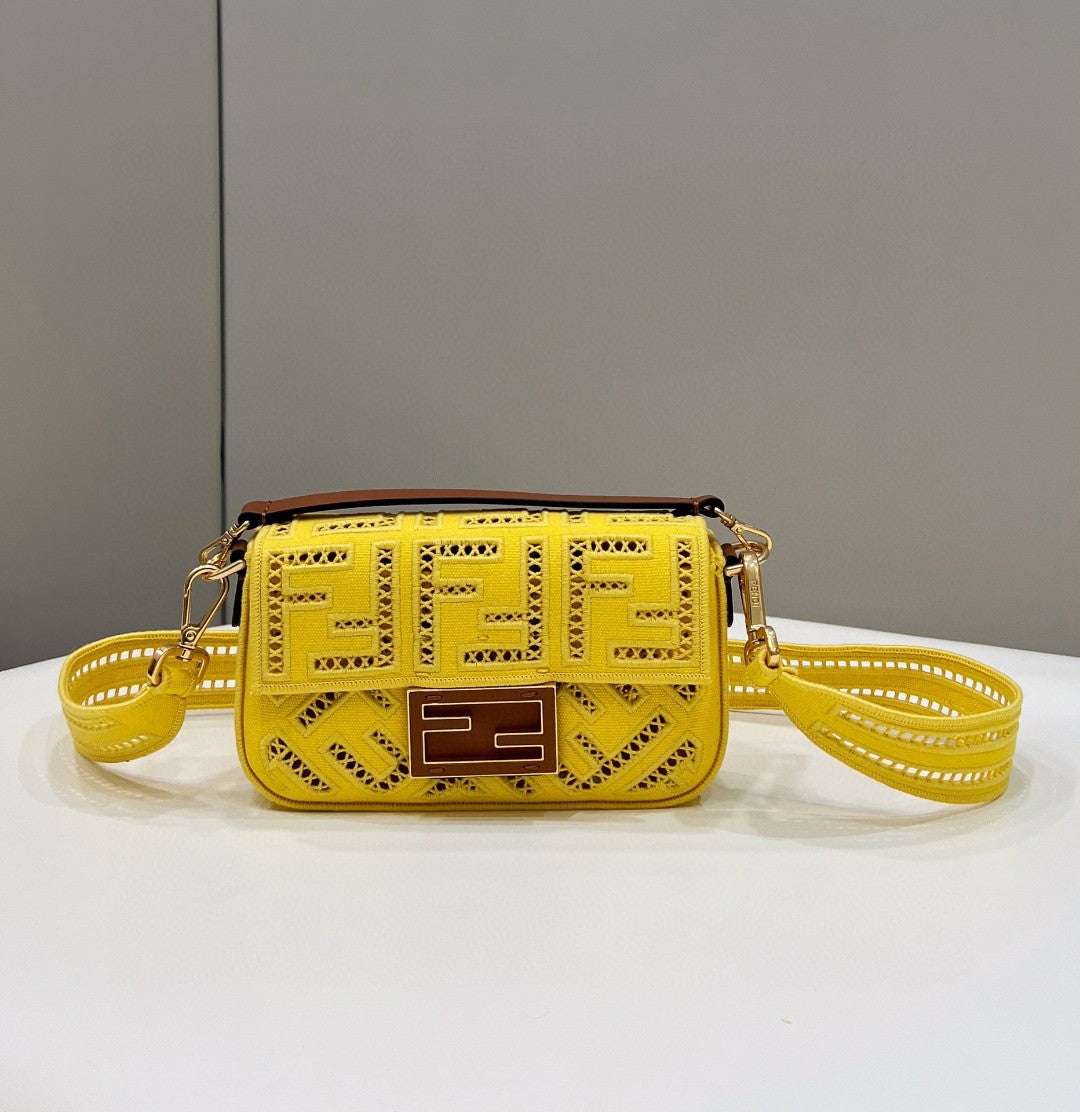 Fi Baguette Yellow With Embroidery Bag For Small Travel Bag