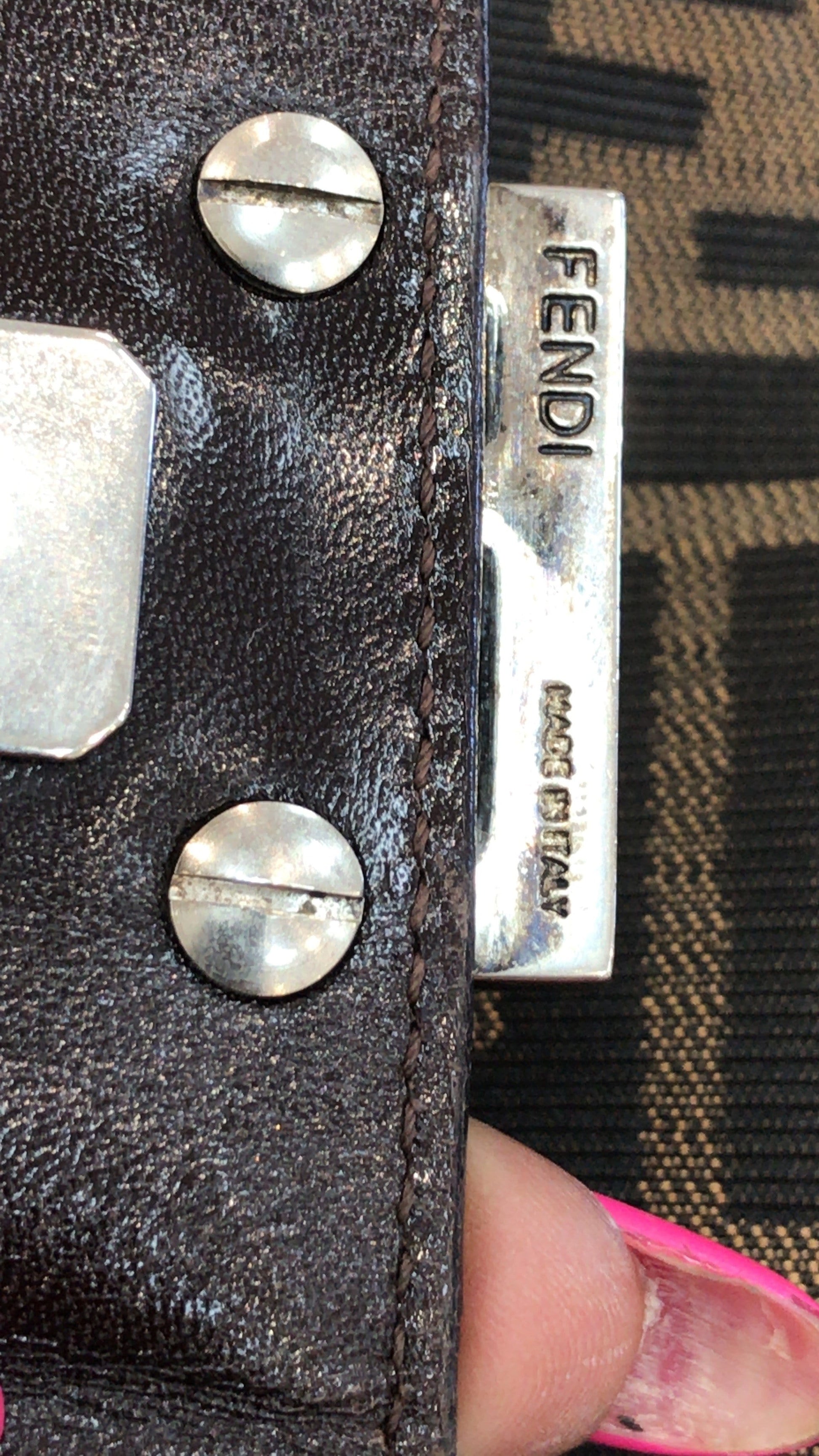 Fendi Hobo Zucca Mamma Baguette Shoulder Bag Brown