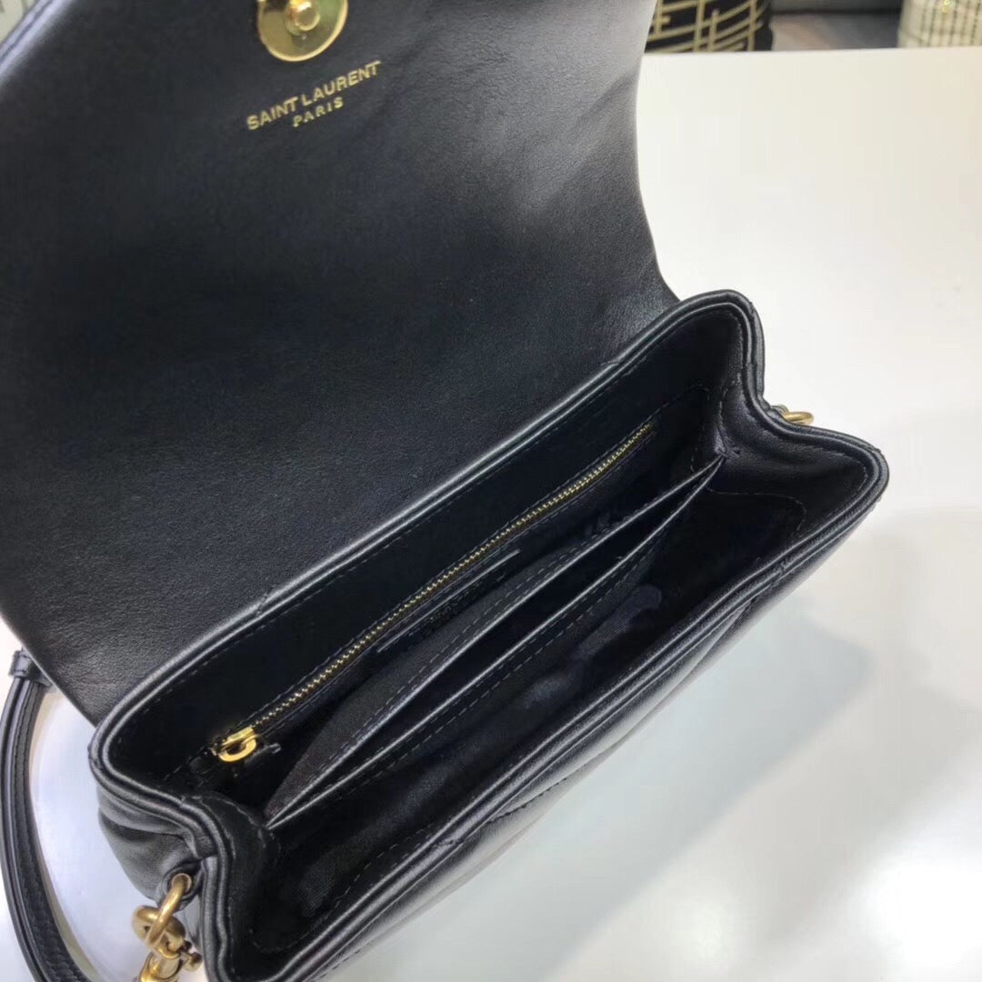 YSL Saint Laurent Loulou 7in 18cm Black Mini Shoulder Bag 7In18Cm Ysl