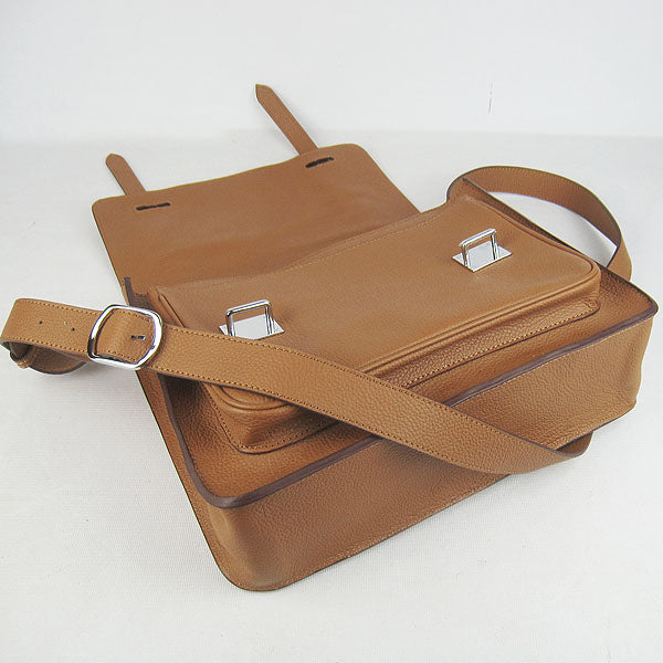 Hermes Luxury Steve Shoulder Bag Lambskin Coffee