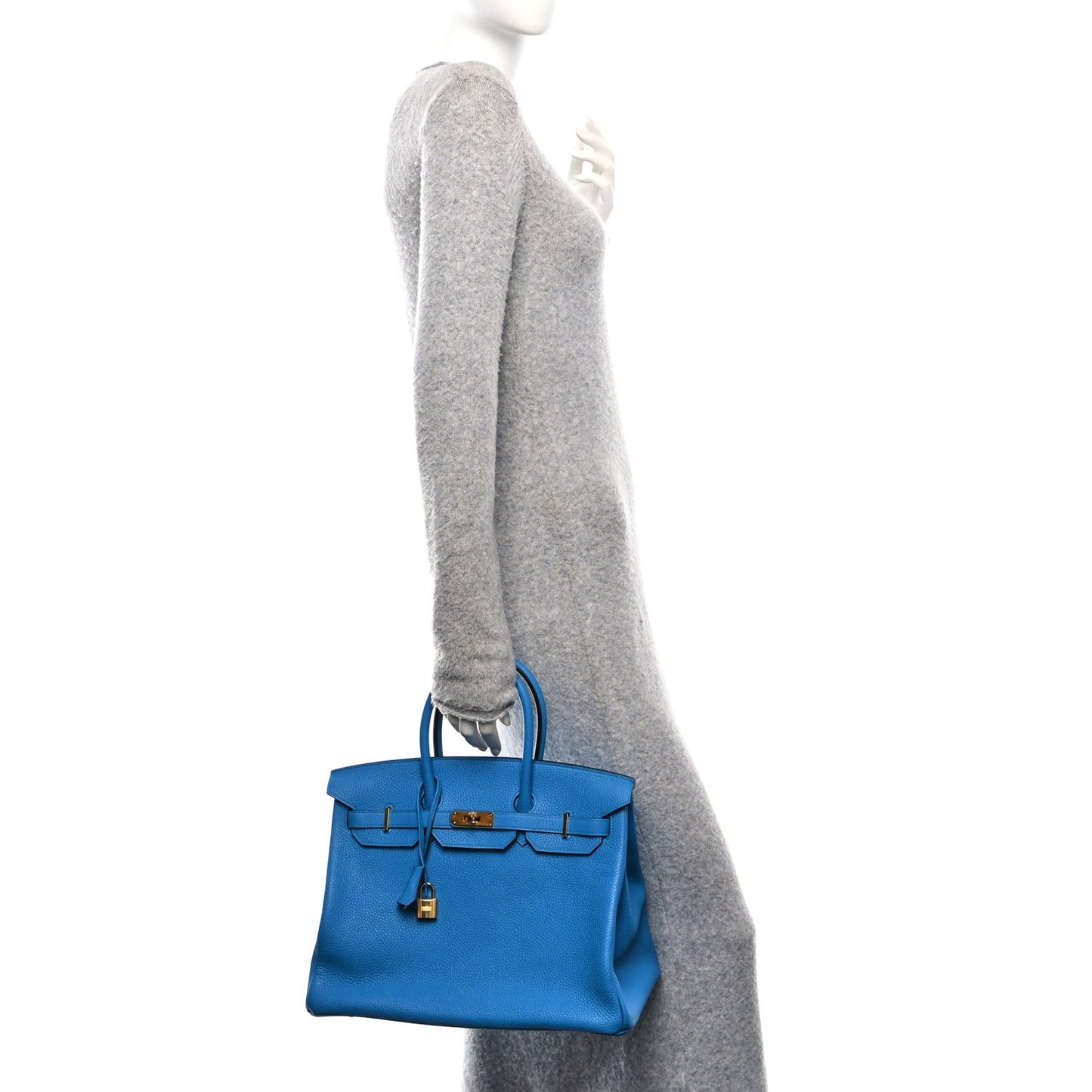 Hermes Taurillon Clemence Birkin Bleu Zanzibar Handbag Travel Bag