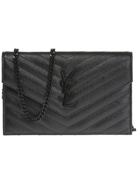 YSL Saint Laurent Saint Laurent Trending Envelope Chain Wallet Cross Monogram Black Travel Bag