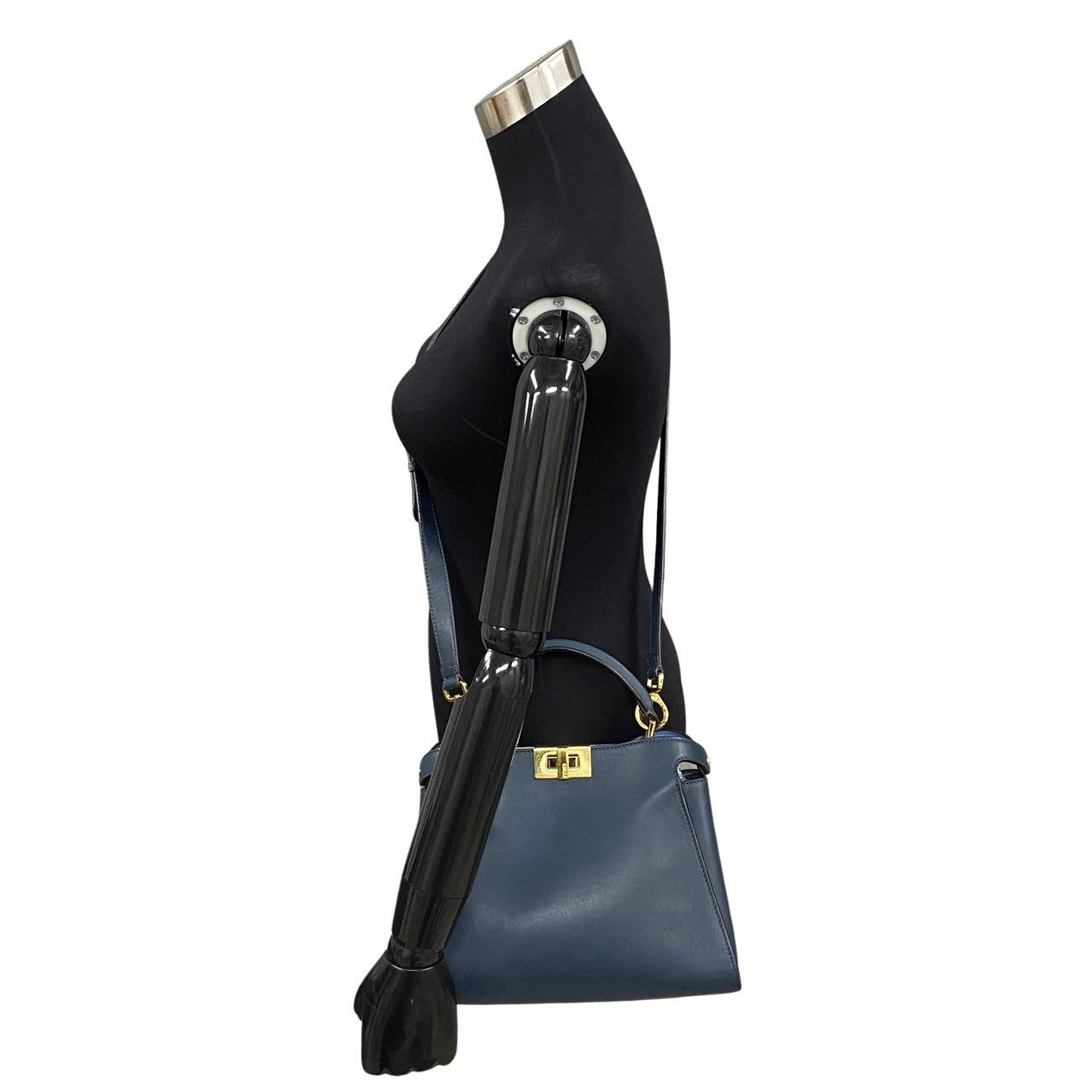 Fendi Shoulder Bag Peekaboo Iconic Essential Women Leather Blue