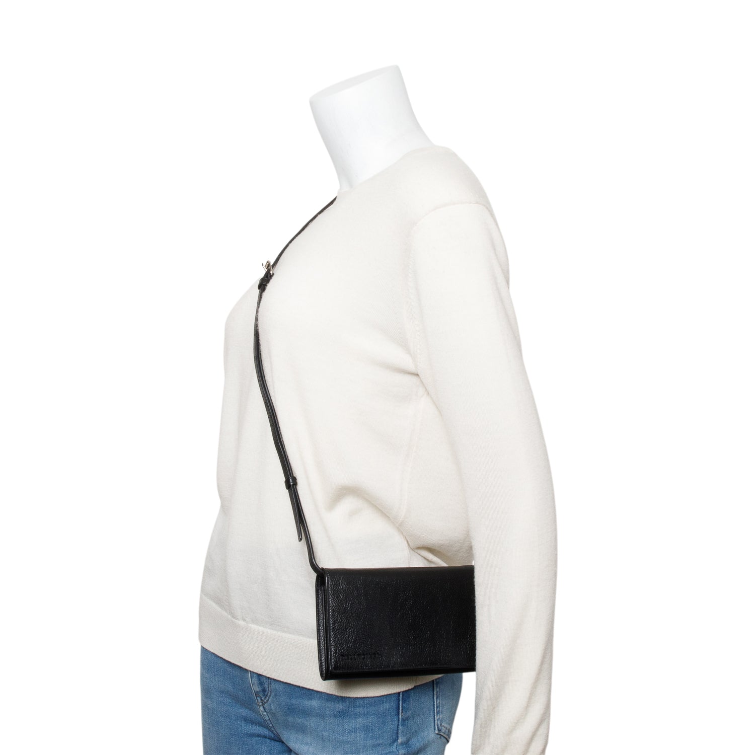 Balenciaga Calfskin Logo Flap Crossbody Leather Black Crossbody Bag