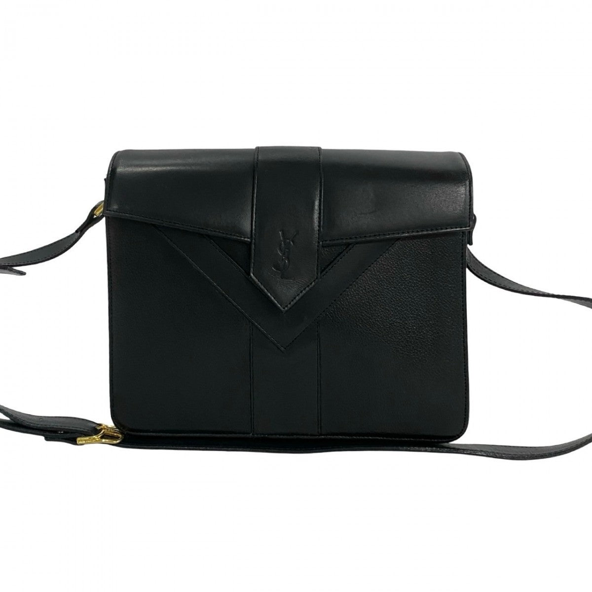 YSL Saint Laurent Yves Shoulder Bag Women Leather Black Logo 600I633427