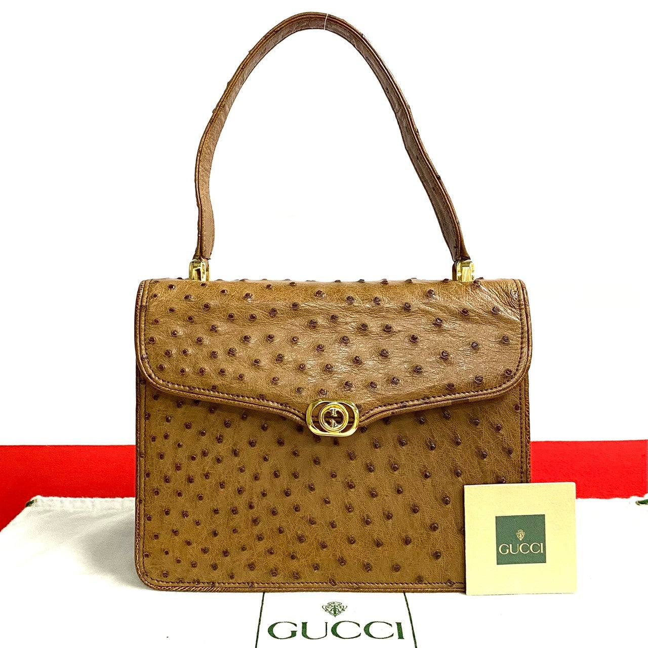 Gucci Old Ostrich Handbag Travel Bag
