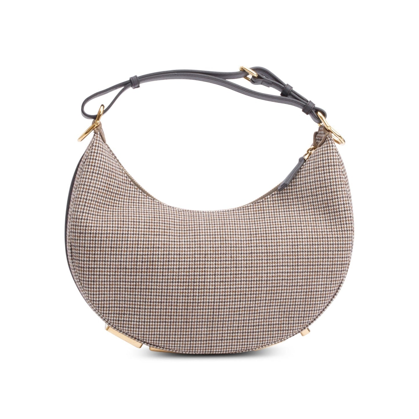 Fendi Houndstooth Wool graphy Bag Brown Small Travel Bag