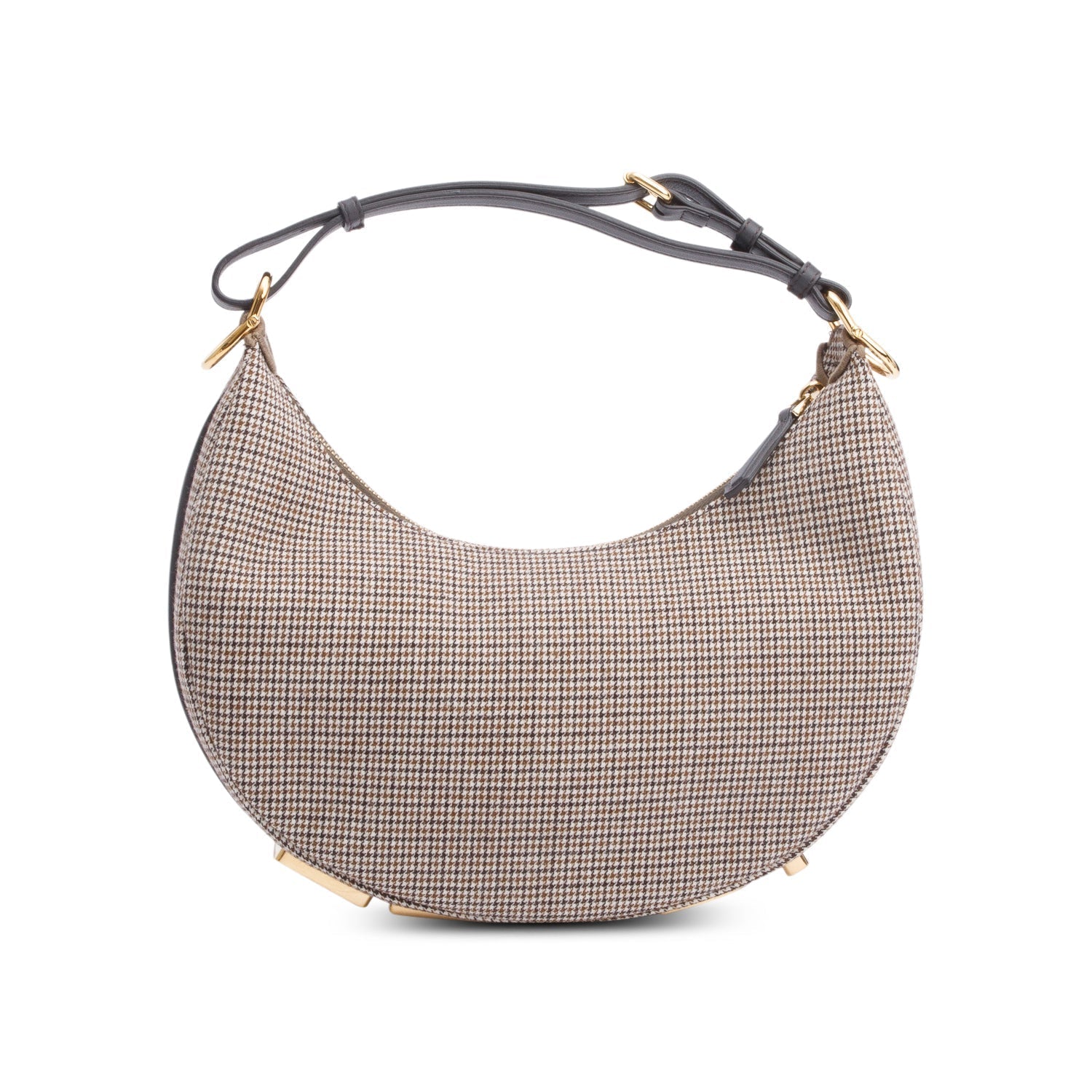 Fendi Houndstooth Wool graphy Bag Brown Small Travel Bag