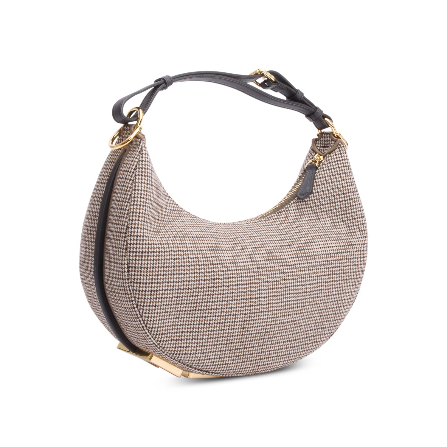 Fendi Houndstooth Wool graphy Bag Brown Small Travel Bag