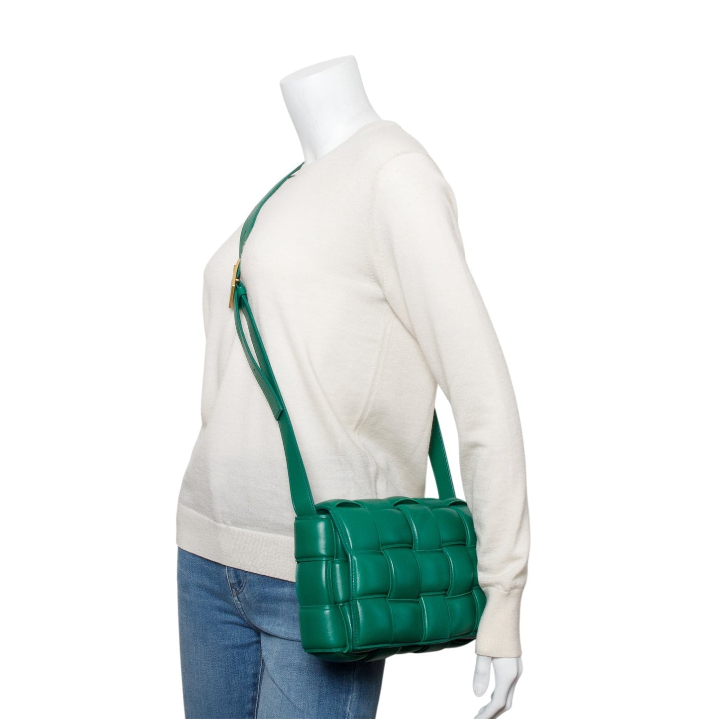 Bottega Veneta Lambskin Classic Padded Cassette Bag Leather Green Travel Bag