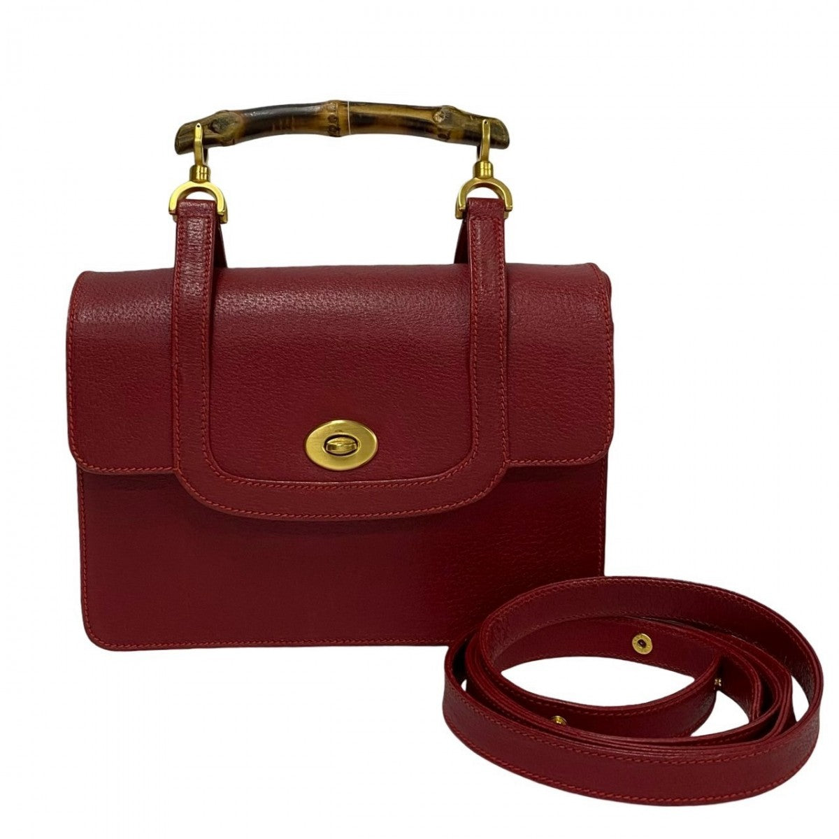 Gucci Bamboo Old Leather Red Shoulder Bag