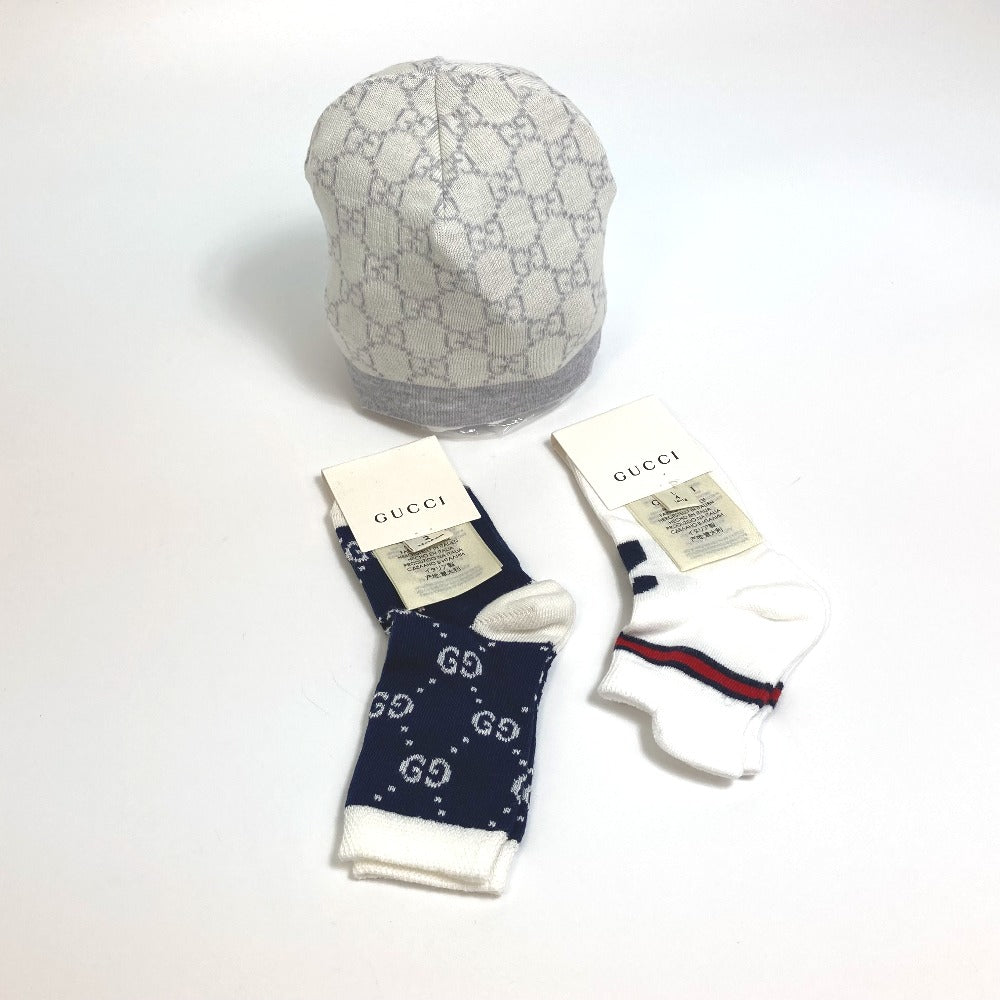 Gucci Knit x Baby GG pattern Cotton White Navy Hat