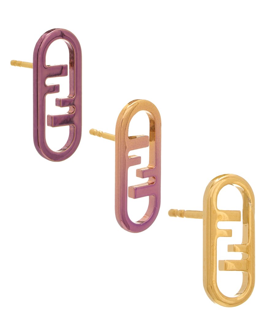 Fendi Jewelry Set Of 3 O'lock Earrings Brown