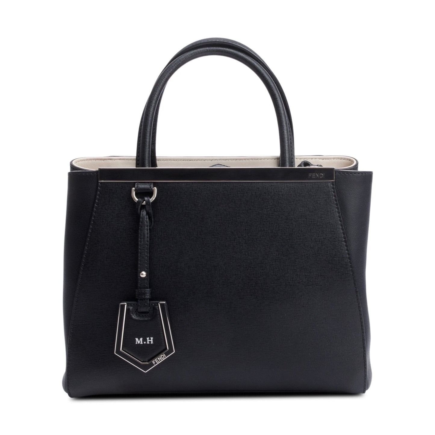 Fendi Vitello Elite Petite 2Jours Tote Leather Black Tote Bag
