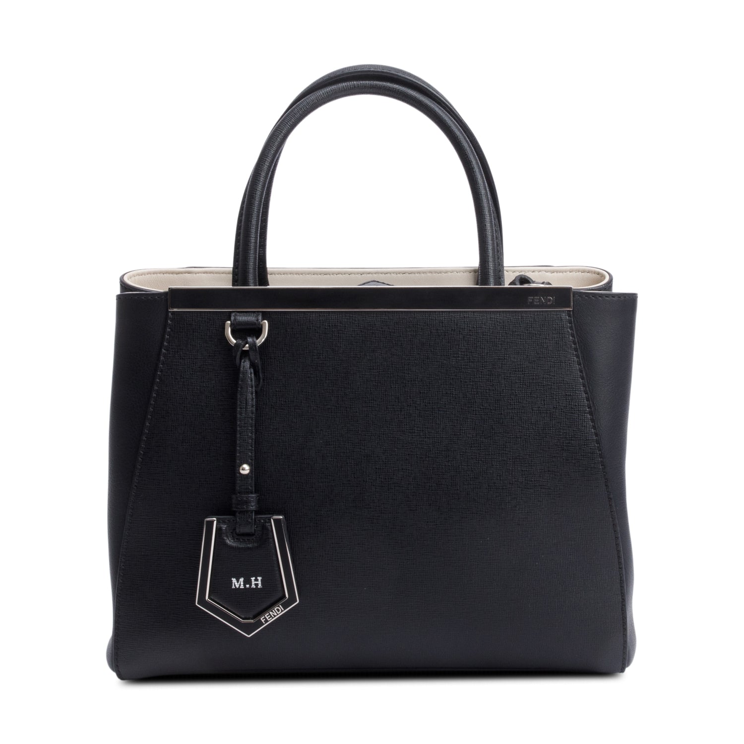 Fendi Vitello Elite Petite 2Jours Tote Leather Black Tote Bag
