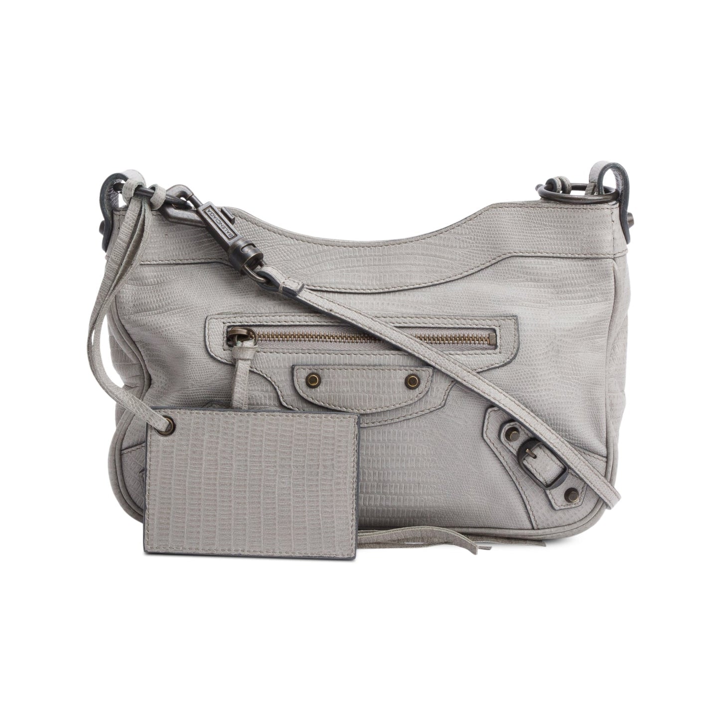 Balenciaga Grey Agneau Classic Motorcycle Hip Crossbody Leather Crossbody Bag