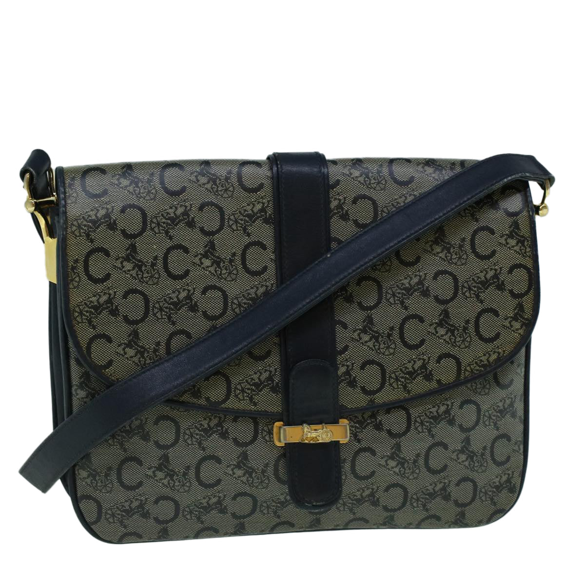 Luxury C Macadam Shoulder Bag Coated Navy Canvas