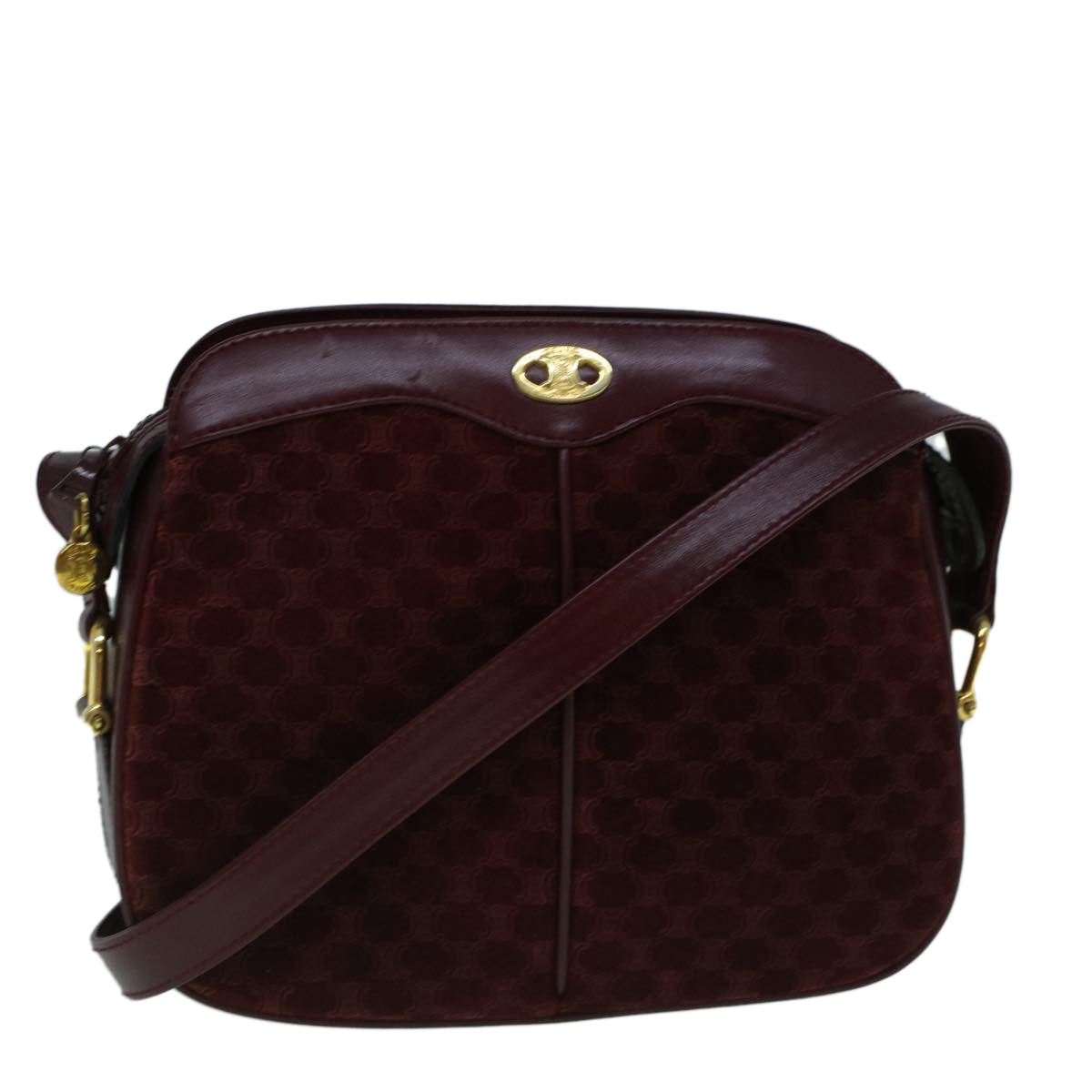 Luxury Macadam Shoulder Bag Bordeaux Canvas Suede