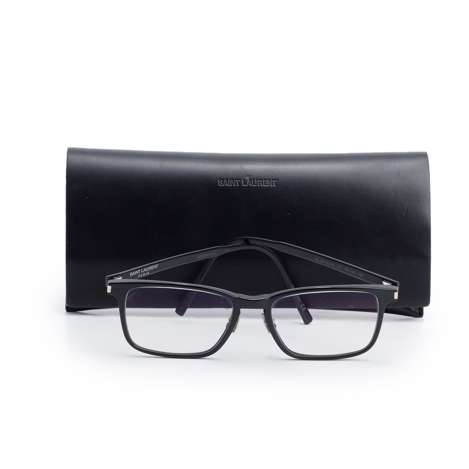 YSL Saint Laurent Metal Sl Slim Eyeglasses Travel Bag Black