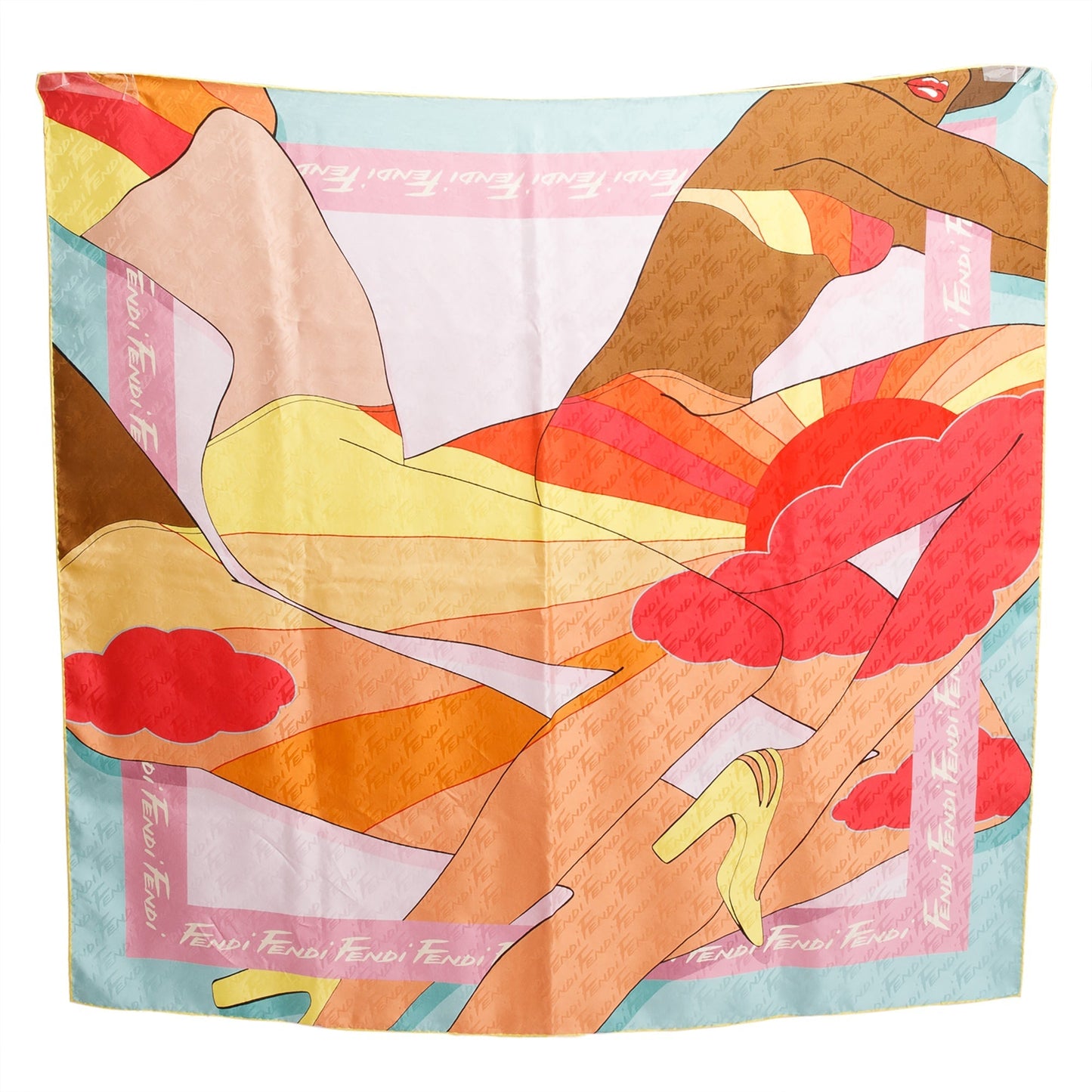 Fendi Multicolor Print Silk Foulard Travel Bag