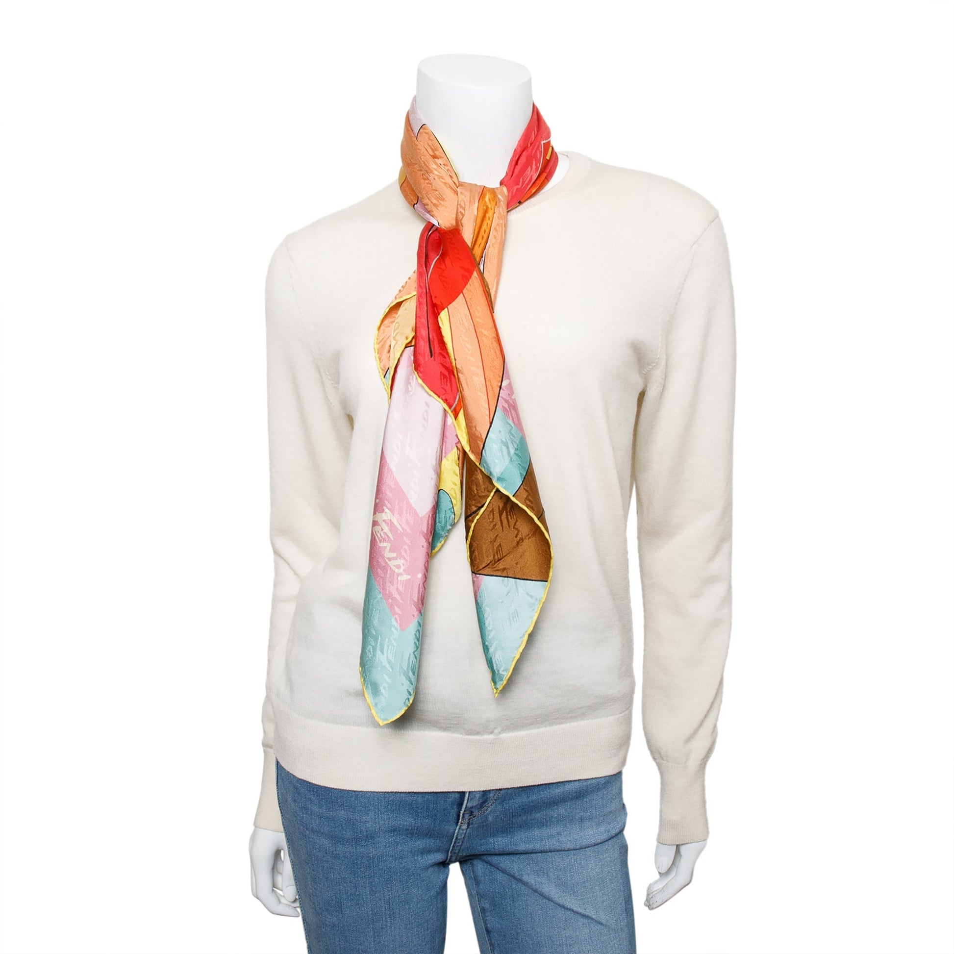 Fendi Multicolor Print Silk Foulard Travel Bag