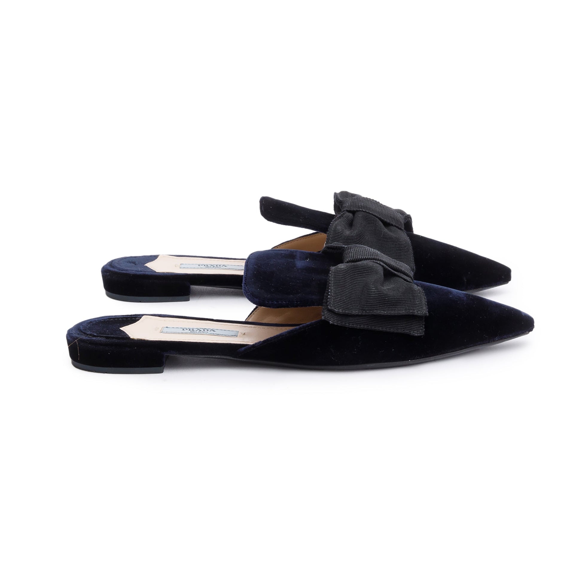 Prada Velvet Bow Accent Mules, Size Handbag Black Travel Bag