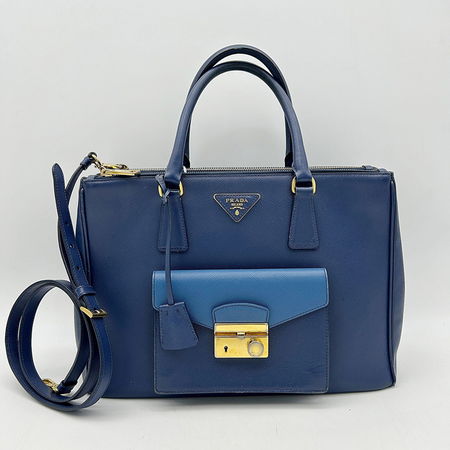 Tote Bag Bicolor Lux Pocket Leather Saffiano